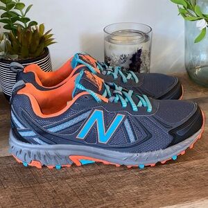 New Balance 410 V5 Techride Gray, Blue & Orange Trail Athletic Shoes Size 11